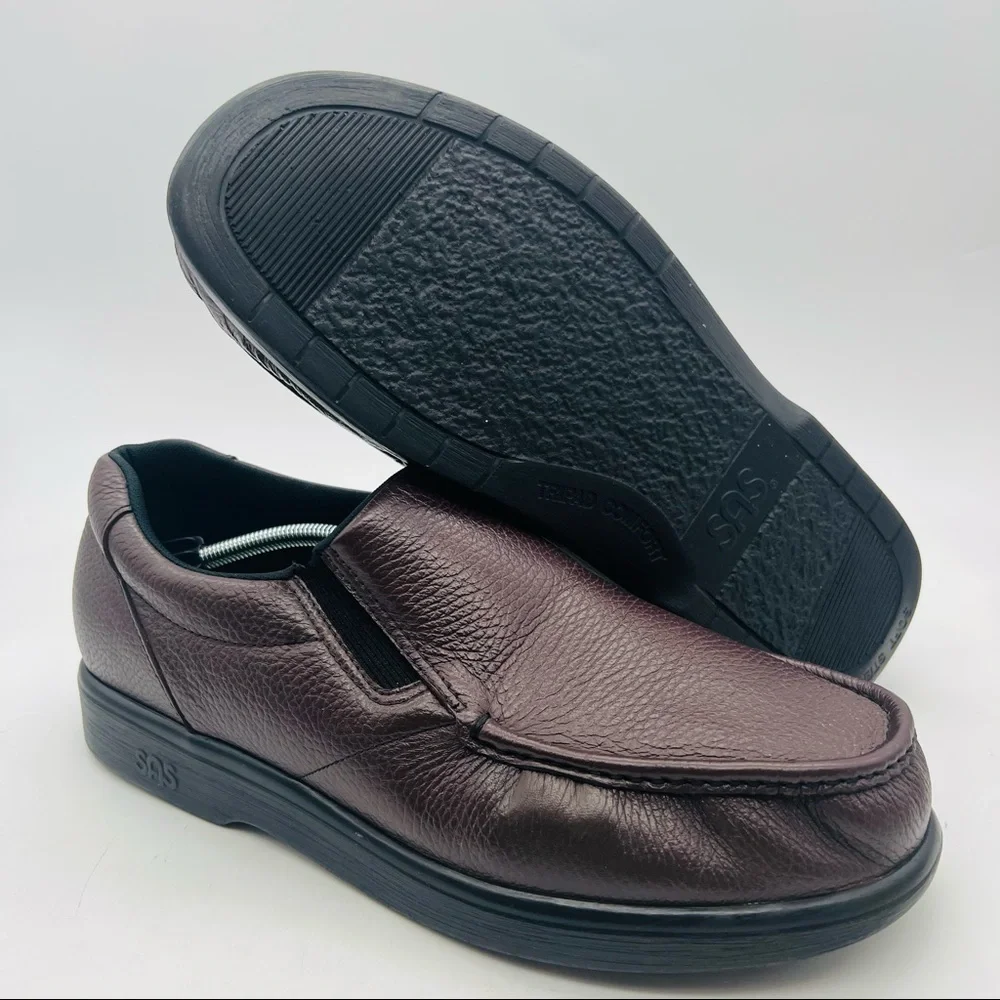 SAS Men's Size 14 M Shoes Side Gore Brown Loafer Slip on